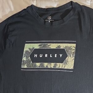 Hurley Black Tee with Palm Graphic Size M